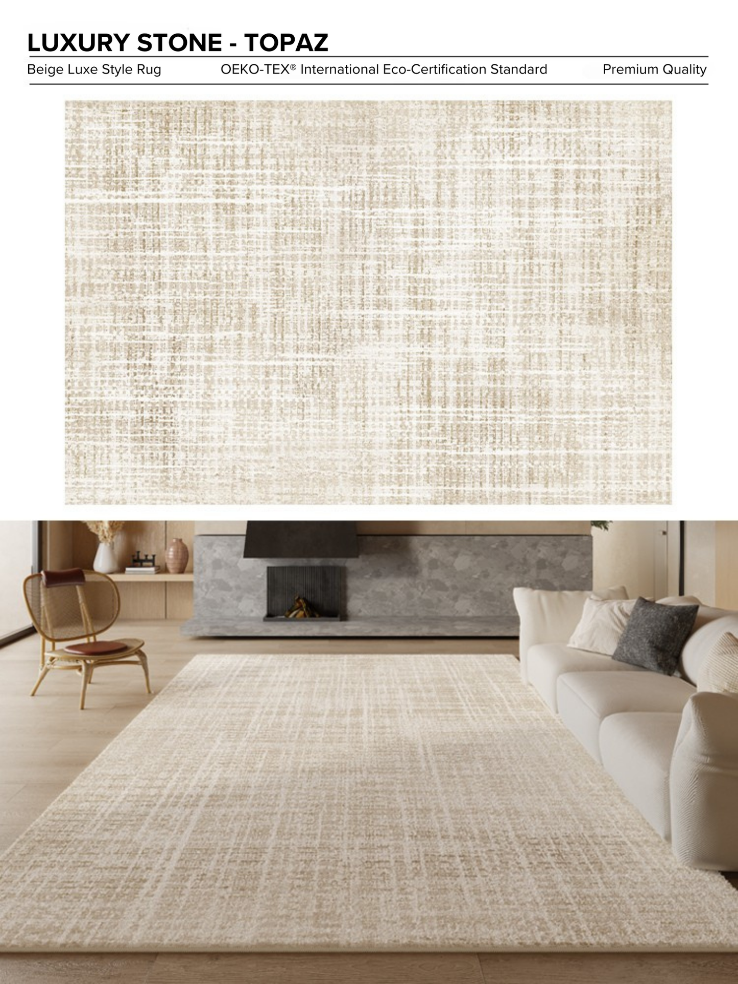 [2025] LUXURY STONE – Elegant Sofa Rug | Waterproof, Stain-Resistant, 15mm Thick & Ultra-Soft