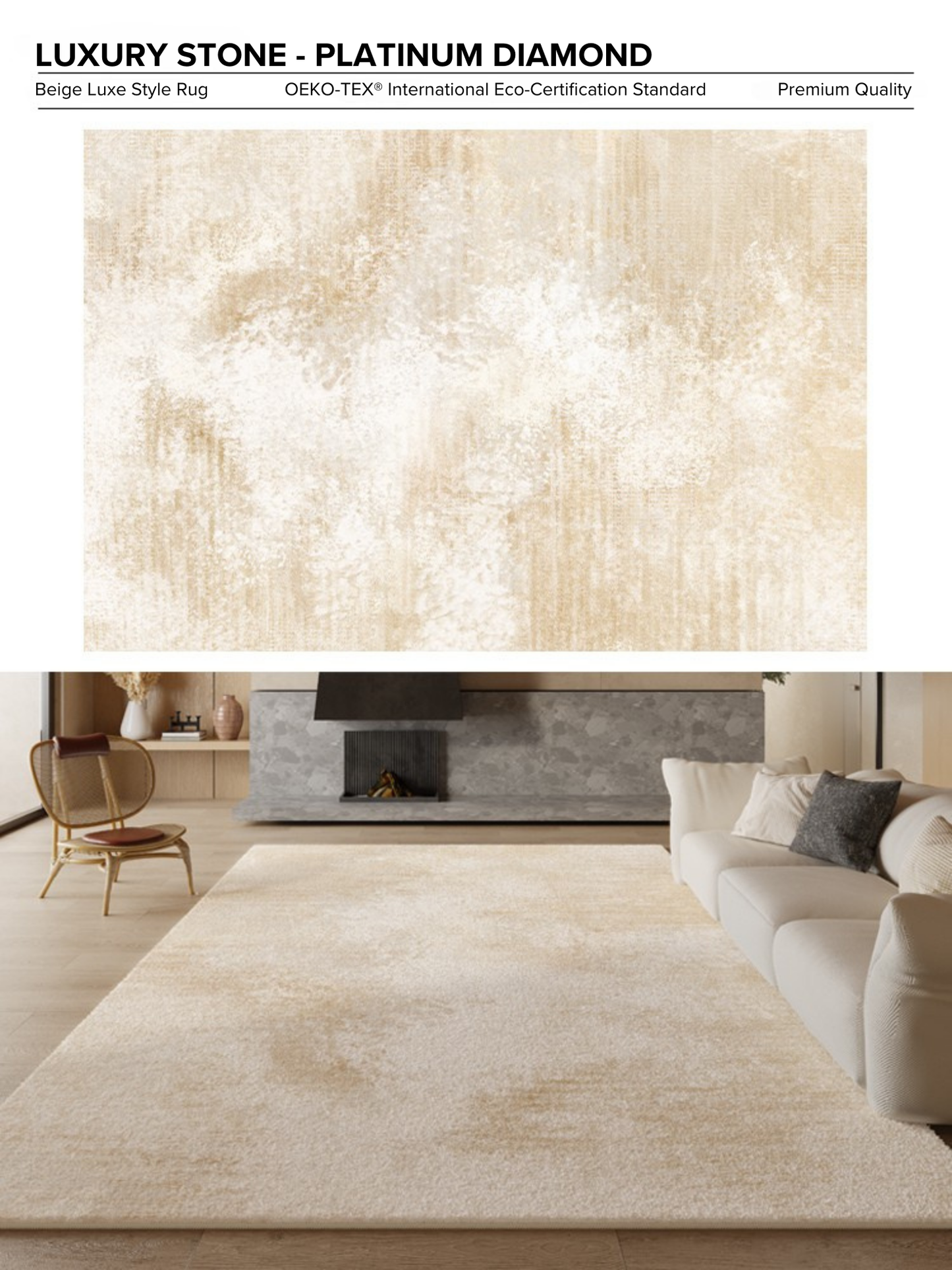 [2025] LUXURY STONE – Elegant Sofa Rug | Waterproof, Stain-Resistant, 15mm Thick & Ultra-Soft