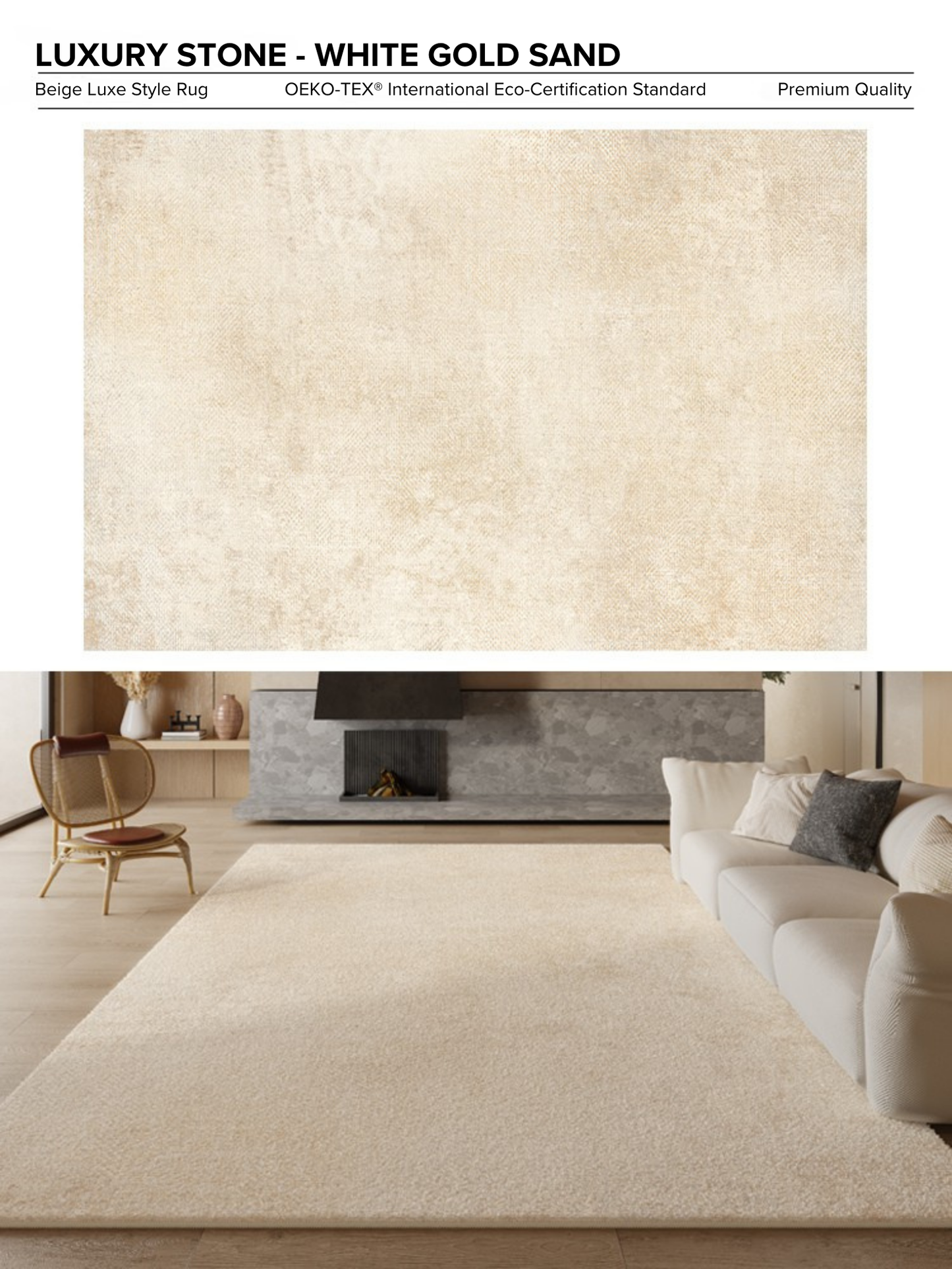 [2025] LUXURY STONE – Elegant Sofa Rug | Waterproof, Stain-Resistant, 15mm Thick & Ultra-Soft